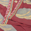 Sanskriti Vintage Sarees Red Indian Pure Cotton Printed Sari 5yd Craft Fabric