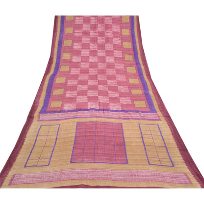 Sanskriti Vintage Sarees Indian Pink 100% Pure Cotton Printed Sari Craft Fabric