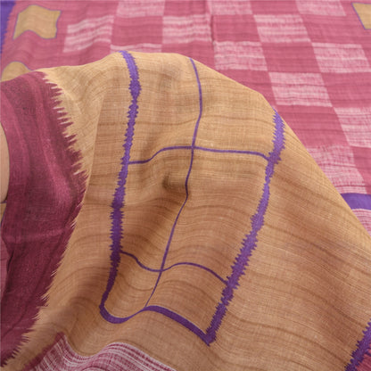 Sanskriti Vintage Sarees Indian Pink 100% Pure Cotton Printed Sari Craft Fabric