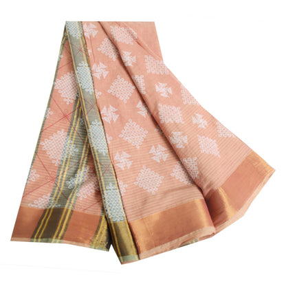 Sanskriti Vintage Sarees Pink Indian Pure Cotton Printed Sari 5yd Craft Fabric