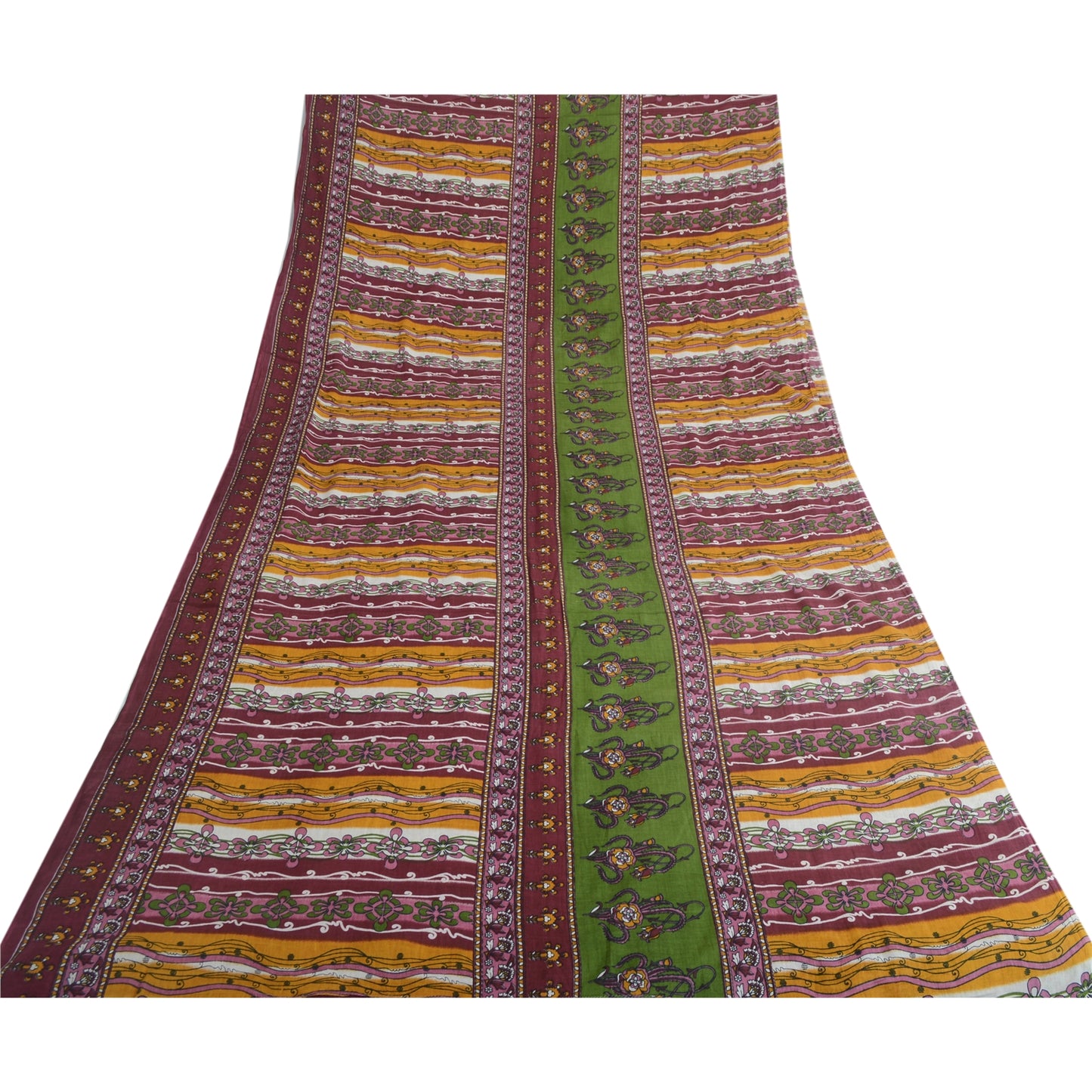 Sanskriti Vintage Sarees Multi Indian Pure Cotton Printed Sari 5yd Craft Fabric