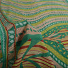 Sanskriti Vintage Sarees Green Indian Pure Cotton Printed Sari 5yd Craft Fabric