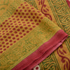 Sanskriti Vintage Sarees Red/Green Pure Cotton Printed Sari 5yd Craft Fabric