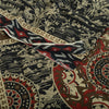 Sanskriti Vintage Sarees Black/Cream Pure Cotton Printed Sari 5yd Craft Fabric