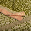 Sanskriti Vintage Sarees Indian Green Pure Cotton Print Woven Border Sari Fabric