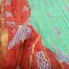 Sanskriti Vintage Sarees Green/Red Pure Cotton Printed Woven Sari Craft Fabric