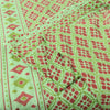 Sanskriti Vintage Sarees Green/Red Pure Cotton Ikat Print Sari 5yd Craft Fabric