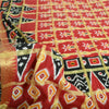 Sanskriti Vintage Sarees Red Pure Cotton Ikat Print Woven Sari 5yd Craft Fabric