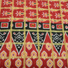 Sanskriti Vintage Sarees Red Pure Cotton Ikat Print Woven Sari 5yd Craft Fabric