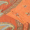 Sanskriti Vintage Sarees Indian Peach Pure Cotton Printed Sari 5yd Craft Fabric