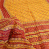 Sanskriti Vintage Sarees Yellow/Red Pure Cotton Printed Woven Sari Craft Fabric