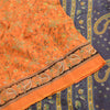 Sanskriti Vintage Sarees Saffron 100% Pure Cotton Printed Sari 5yd Craft Fabric