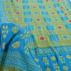 Sanskriti Vintage Sarees Green/Blue Pure Cotton Printed Sari 5yd Craft Fabric