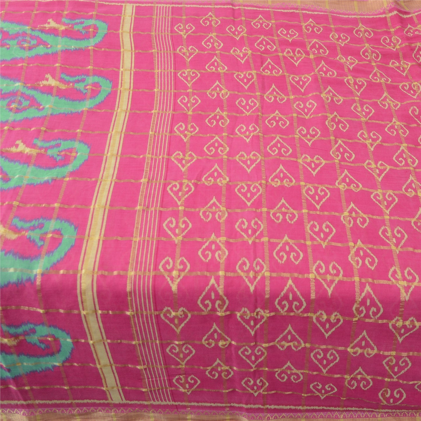 Sanskriti Vintage Sarees Indian Pink Pure Cotton Woven Printed Sari Craft Fabric