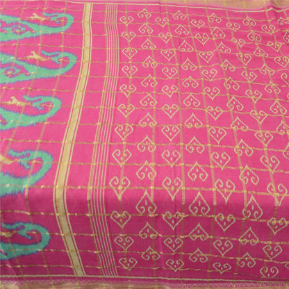 Sanskriti Vintage Sarees Indian Pink Pure Cotton Woven Printed Sari Craft Fabric