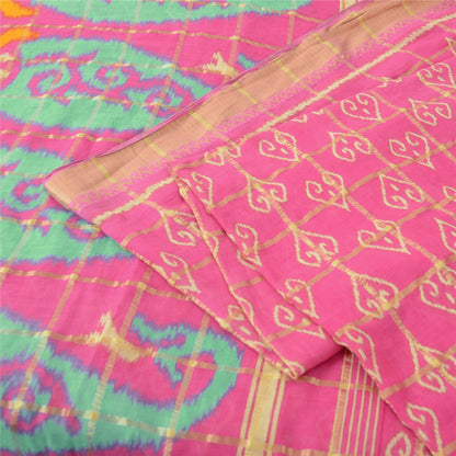 Sanskriti Vintage Sarees Indian Pink Pure Cotton Woven Printed Sari Craft Fabric