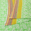 Sanskriti Vintage Sarees Green Woven Border Pure Cotton Print Sari Craft Fabric