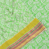 Sanskriti Vintage Sarees Green Woven Border Pure Cotton Print Sari Craft Fabric