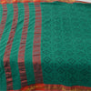 Sanskriti Vintage Sarees Green Bandhani Zari Woven Print Pure Cotton Sari Fabric