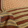 Sanskriti Vintage Sarees Orange Block Printed Pure Cotton Sari 5yd Craft Fabric