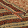 Sanskriti Vintage Sarees Orange Block Printed Pure Cotton Sari 5yd Craft Fabric