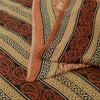 Sanskriti Vintage Sarees Orange Block Printed Pure Cotton Sari 5yd Craft Fabric