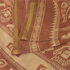 Sanskriti Vintage Sarees Brown Patan Patola Animal Print Pure Cotton Sari Fabric