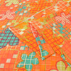 Sanskriti Vintage Sarees Indian Orange Pure Cotton Printed Sari 5yd Craft Fabric