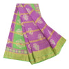 Sanskriti Vintage Sarees Purple Pure Cotton Printed Woven Sari 5yd Craft Fabric