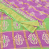 Sanskriti Vintage Sarees Purple Pure Cotton Printed Woven Sari 5yd Craft Fabric