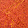 Sanskriti Vintage Sarees Red/Yellow Bandhani Pure Cotton Printed Sari 5yd Fabric