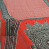 Sanskriti Vintage Sarees Red/Gray 100% Pure Cotton Printed Sari 5yd Craft Fabric