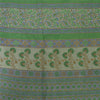 Sanskriti Vintage Sarees Indian Green Pure Cotton Printed Sari 5yd Craft Fabric