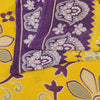 Sanskriti Vintage Sarees Yellow/Purple Pure Cotton Printed Sari 5yd Craft Fabric