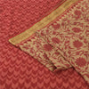 Sanskriti Vintage Sarees Red/Cream Pure Cotton Printed Sari 5yd Craft Fabric