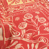 Sanskriti Vintage Sarees Red/Cream Batik Work Pure Cotton Sari 5yd Craft Fabric