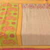 Sanskriti Vintage Sarees Indian Brown Pure Cotton Printed Sari 5yd Craft Fabric