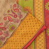 Sanskriti Vintage Sarees Indian Brown Pure Cotton Printed Sari 5yd Craft Fabric