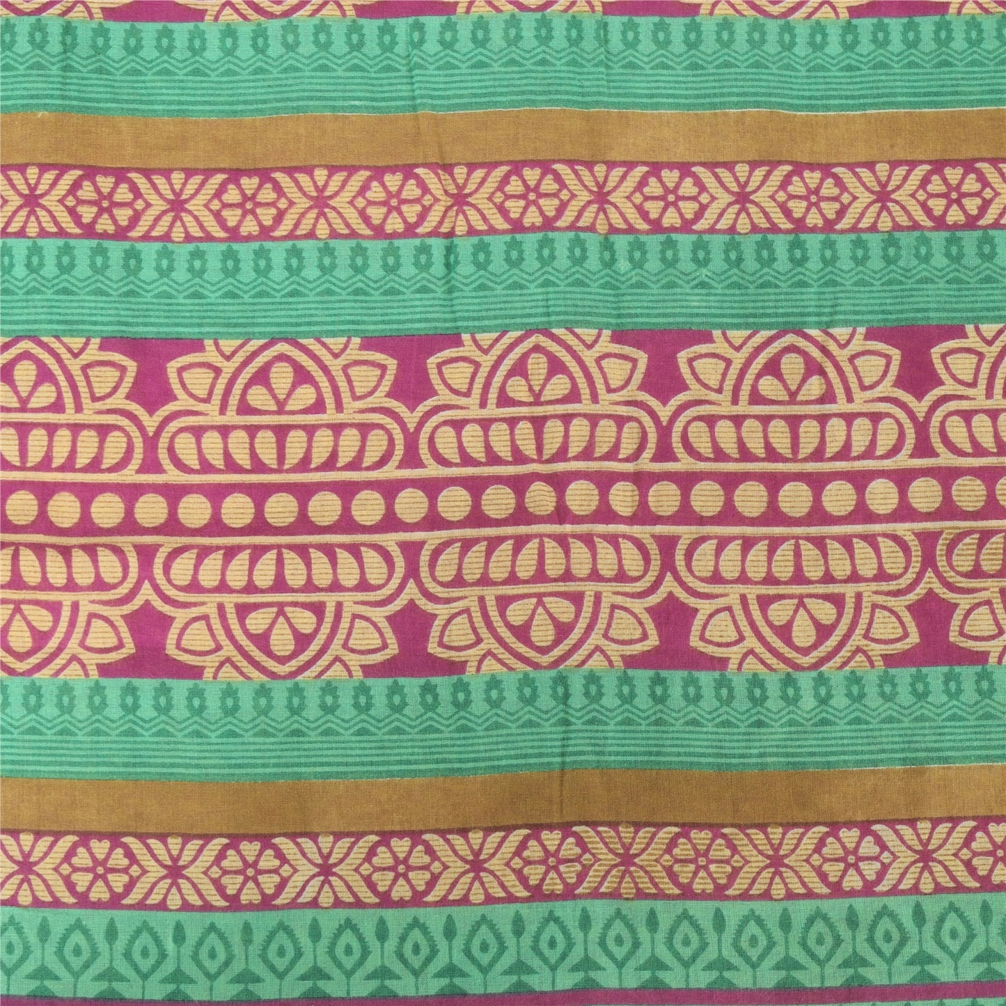 Sanskriti Vintage Sarees Indian Purple Pure Cotton Printed Sari 5yd Craft Fabric