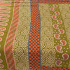 Sanskriti Vintage Sarees Indian Green Pure Cotton Printed Sari 5yd Craft Fabric