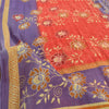 Sanskriti Vintage Sarees Indian Red/Purple Pure Cotton Printed Sari Craft Fabric