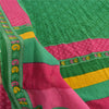 Sanskriti Vintage Sarees Indian Green Pure Cotton Printed Sari 5yd Craft Fabric