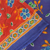 Sanskriti Vintage Sarees Red/Blue 100% Pure Cotton Printed Sari 5yd Craft Fabric