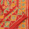 Sanskriti Vintage Sarees Yellow/Red Pure Cotton Printed Sari 5yd Craft Fabric