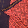 Sanskriti Vintage Sarees Peach/Purple Zari Woven Print Pure Cotton Sari Fabric