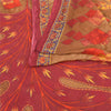 Sanskriti Vintage Sarees Indian Brown Pure Cotton Printed Sari 5yd Craft Fabric