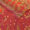 Sanskriti Vintage Sarees Indian Brown Pure Cotton Printed Sari 5yd Craft Fabric