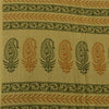 Sanskriti Vintage Sarees Block Printed Cream/Green Pure Cotton Sari 5yd Fabric