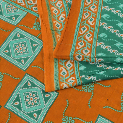 Sanskriti Vintage Sarees From India Blue Pure Cotton Print Sari 5yd Craft Fabric