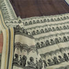 Sanskriti Vintage Sarees Blue/Ivory Hand Block Print Pure Cotton Sari 5yd Fabric